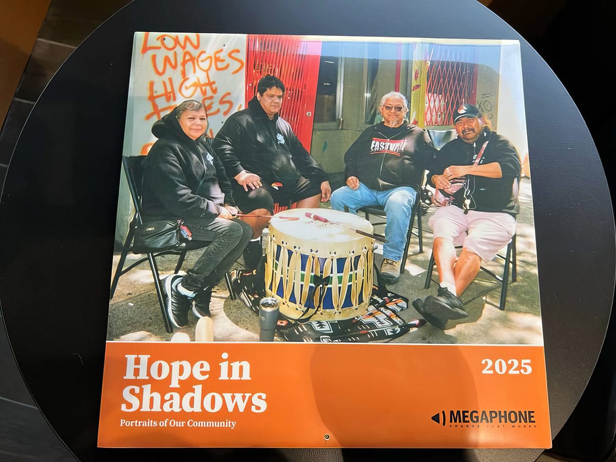 The 2025 Hope in Shadows calendar captured lying on the table