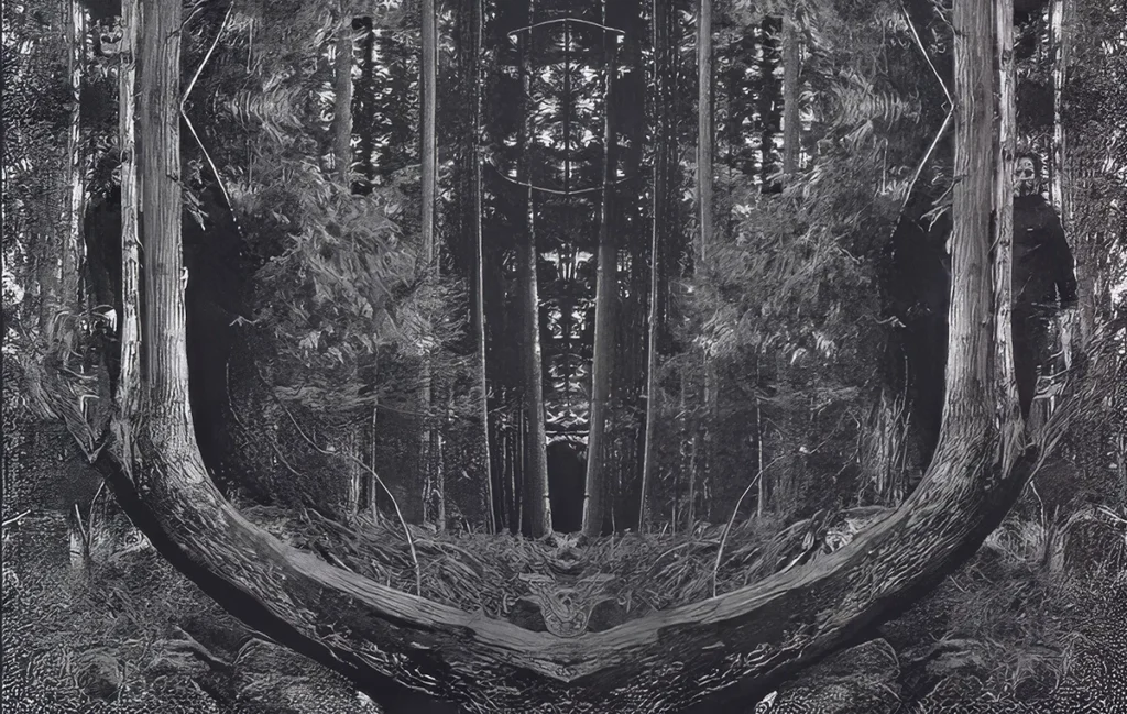 Picture of conceptual art representing reflection in black and white